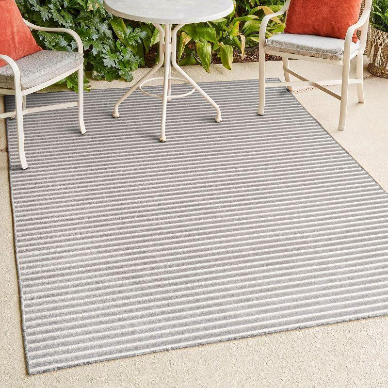 JONATHAN Y Aarhus High-Low Minimalist Scandi Striped Indoor/Outdoor Area Rug