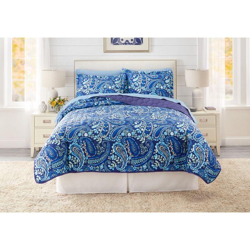 BrylaneHome BH Studio Reversible Quilt - Twin, Peacock Turquoise