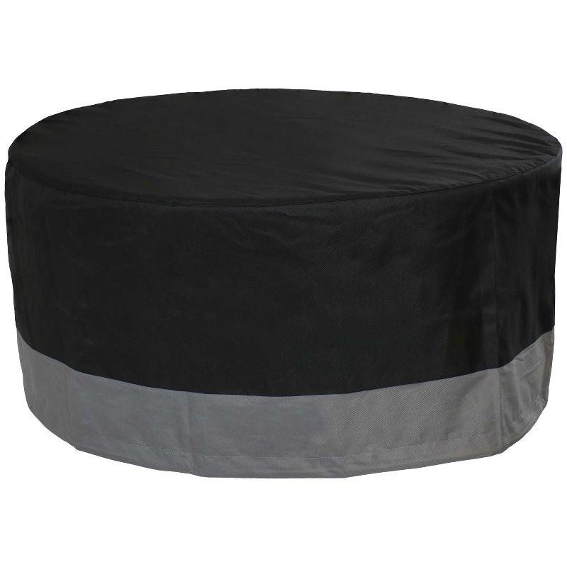 Sunnydaze Outdoor Heavy-Duty Weather-Resistant 300D Polyester Round Fire Pit Cover - 30" x 12" - Black and Gray