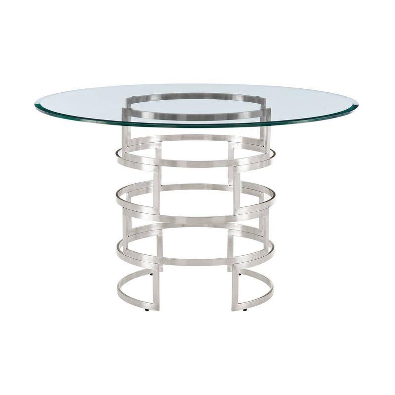 Diaz 48" Round Glass Dining Table with Stainless Steel Base