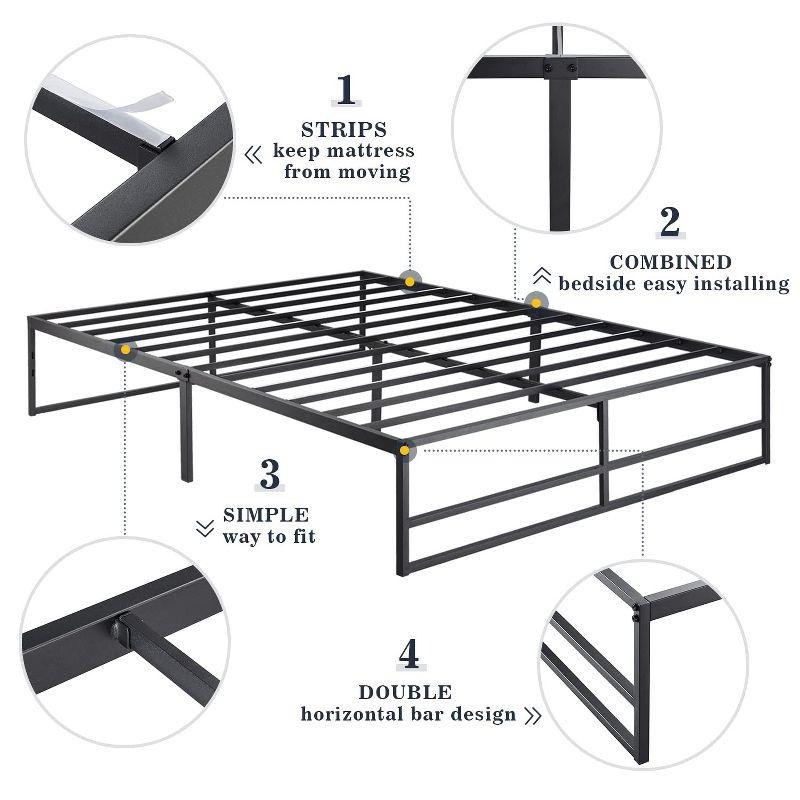 Allewie King Size Platform Bed Frame/Heavy Duty Bed Frame with 14" Clearance Storage/Strong Metal Slats Support/Noise Free/No Box Spring Needed/Black