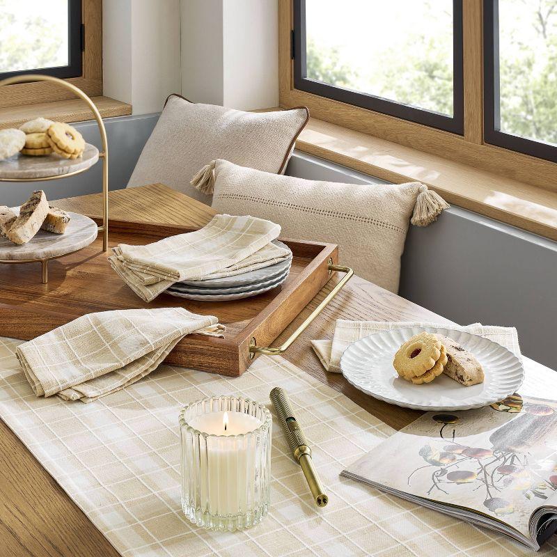 4pk Grid Plaid Cloth Napkins Beige/Cream - Hearth & Hand™ with Magnolia