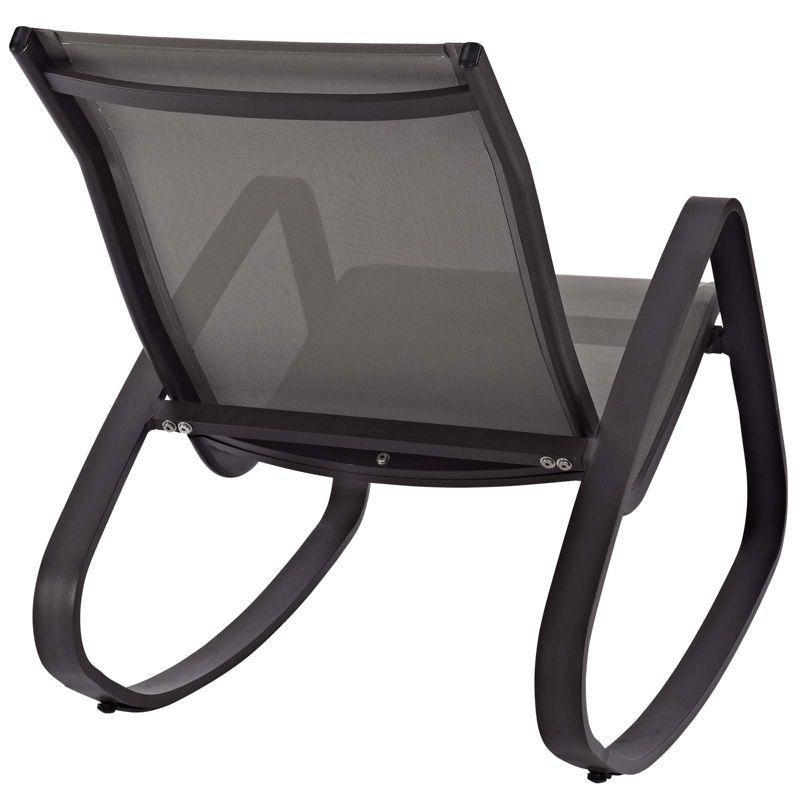 Modway Traveler Rocking Lounge Chair – Outdoor Patio Mesh Sling Rocker in Black on Black Frame