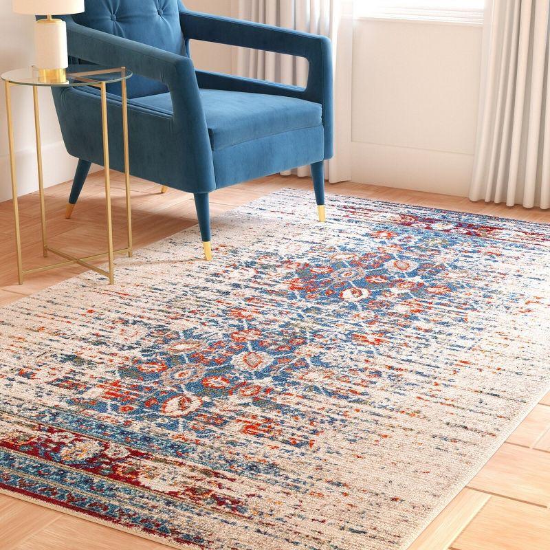 Monaco MNC208 Power Loomed Indoor Accent Rug - Ivory/Blue - 3'x5' - Safavieh