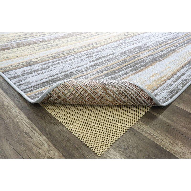 Champagne and Blue Stripe 5' x 7' Synthetic Area Rug