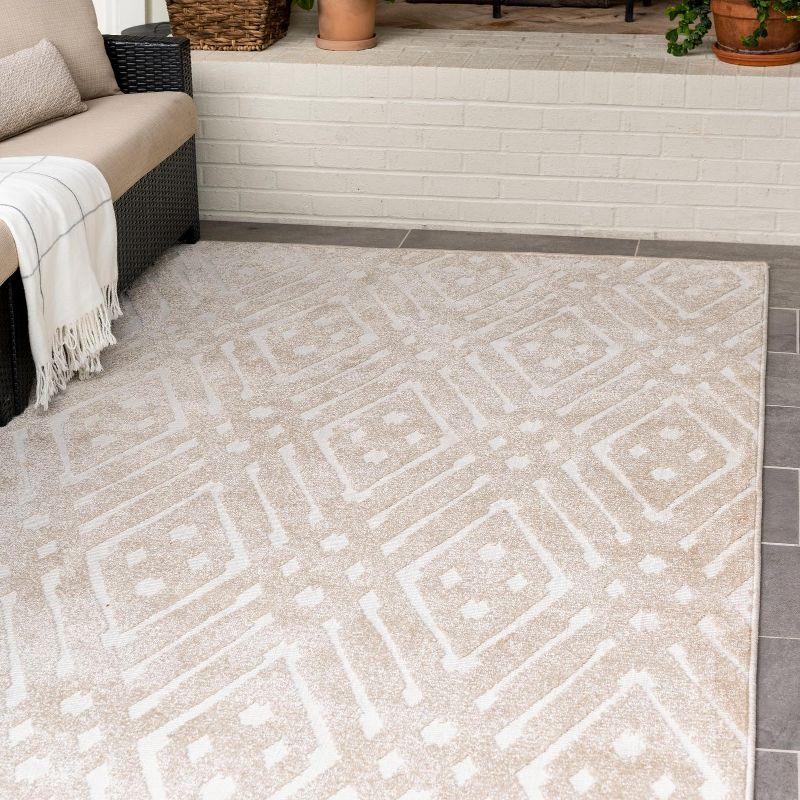 Sabrina Soto Beige 8' x 10' Geometric Flat-Woven Outdoor Rug