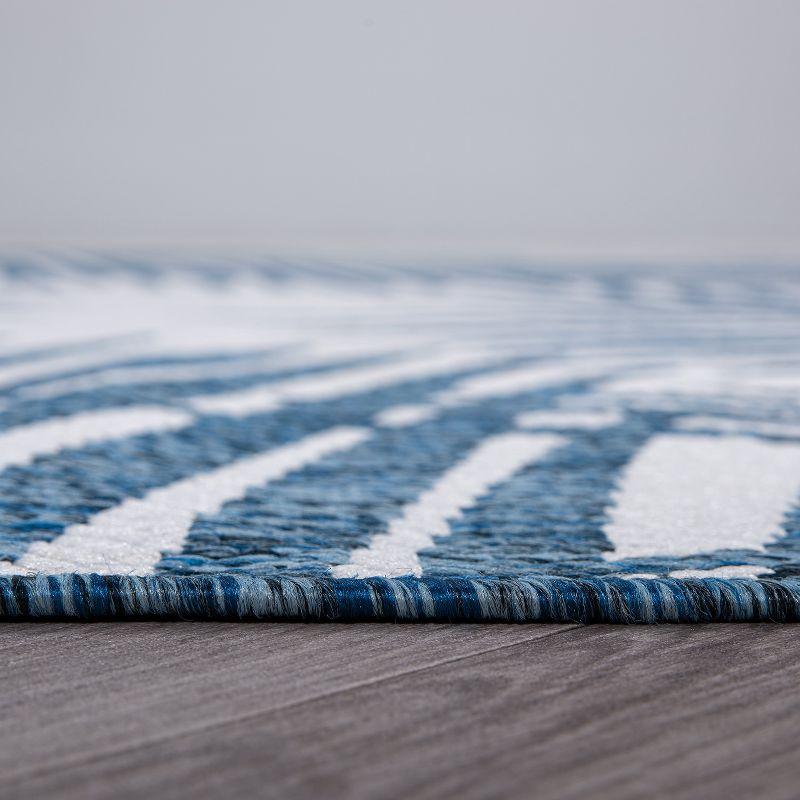 World Rug Gallery Contemporary Distressed Leaves Textured Flat Weave Indoor/Outdoor Area Rug - NAVY 7'10"X10'