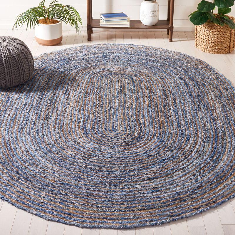 Coastal Charm Hand-Woven Boho Jute & Cotton 8' x 10' Oval Rug in Blue