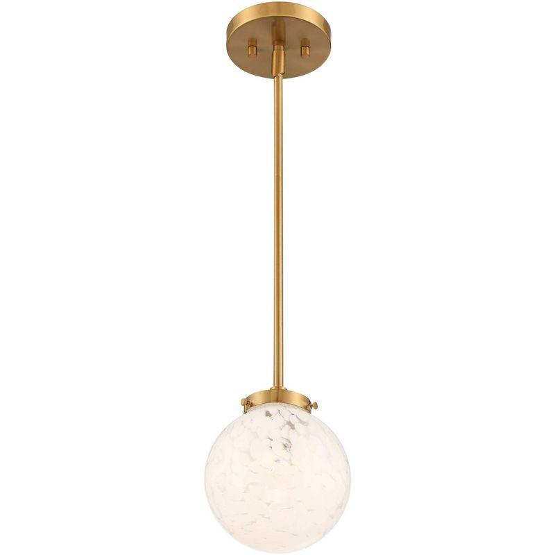 Possini Euro Design Candide Warm Brass Mini Pendant Lighting 7" Wide Mid Century Modern Art Glass Globe Shade for Dining Room House Kitchen Island