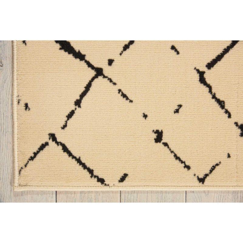 Nourison Grafix Cream Black Area Rug GRF04 5'3"X7'3"
