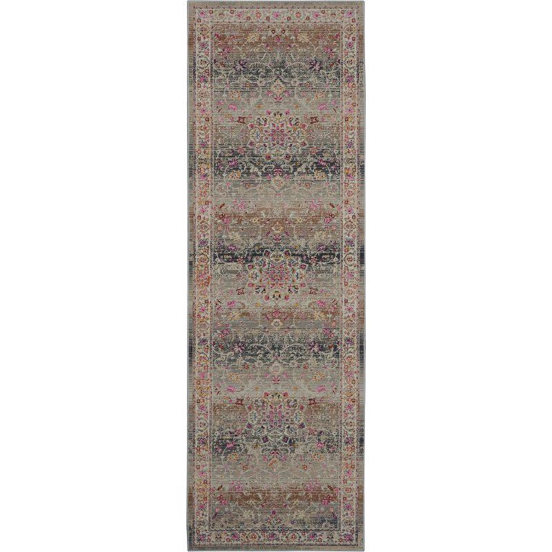 Nourison Vintage Kashan VKA01 Gray/Ivory/Pink Indoor Area Rug - 2'4 x 8'