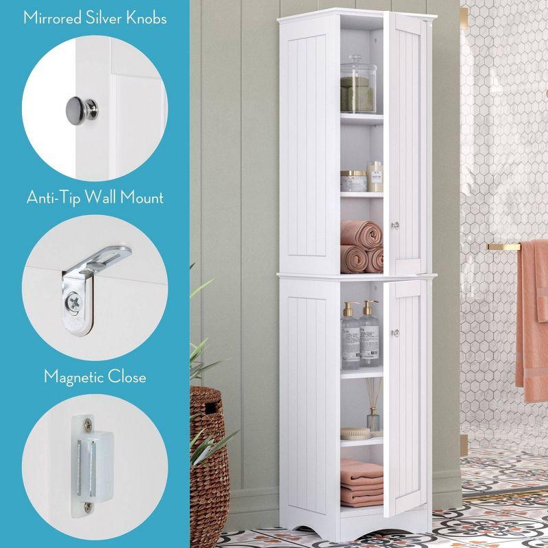 RiverRidge Ashland Two-Door Tall Bathroom Storage Cabinet and Linen Organizer with Adjustable Shelves - White