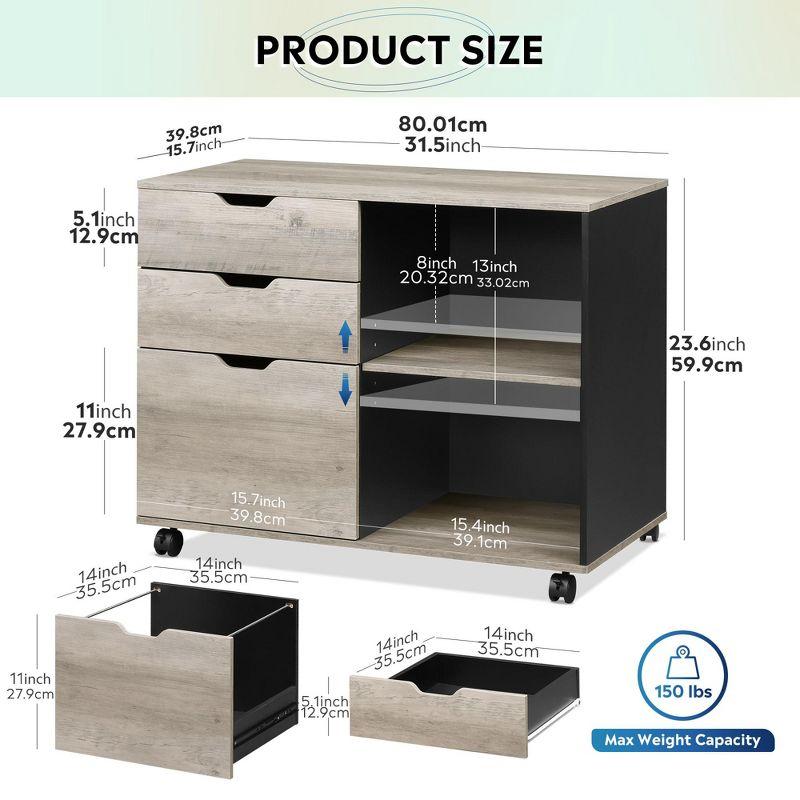 MOHAAB 24.7" H x 31.3" W Printer Stand with Wheels