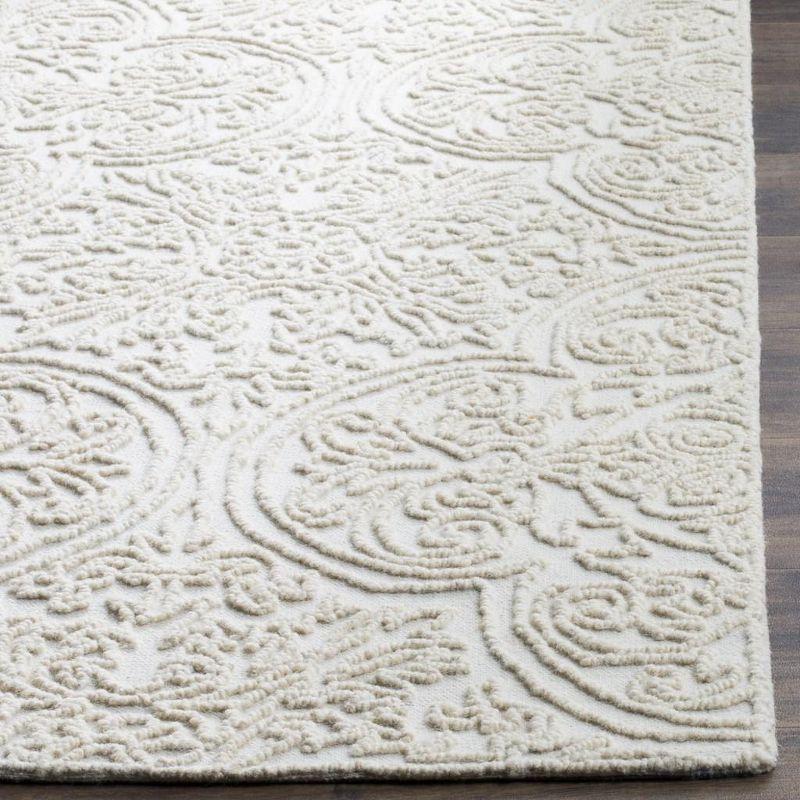 Elegant Ivory Hand-Tufted Wool Area Rug - 27" x 4"