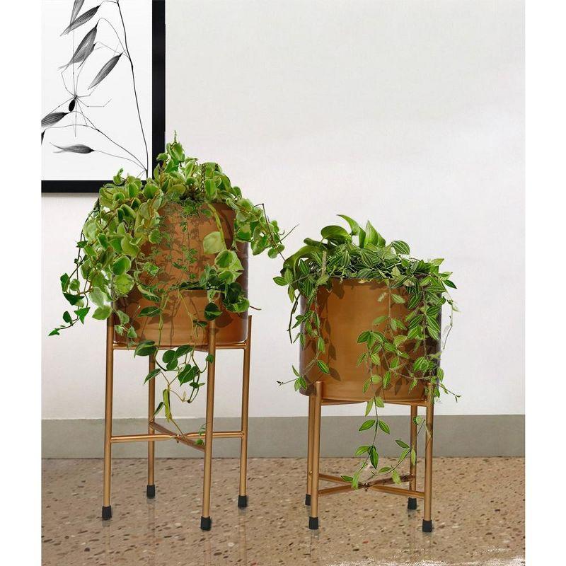 CosmoLiving by Cosmopolitan 2 - Piece Metal Dome Indoor Outdoor Planter with Removable Stand Set