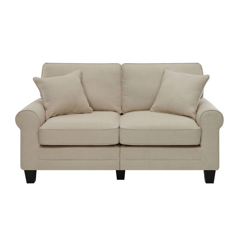 Copenhagen Cream Loveseat with Pillowed Back and Rounded Arms