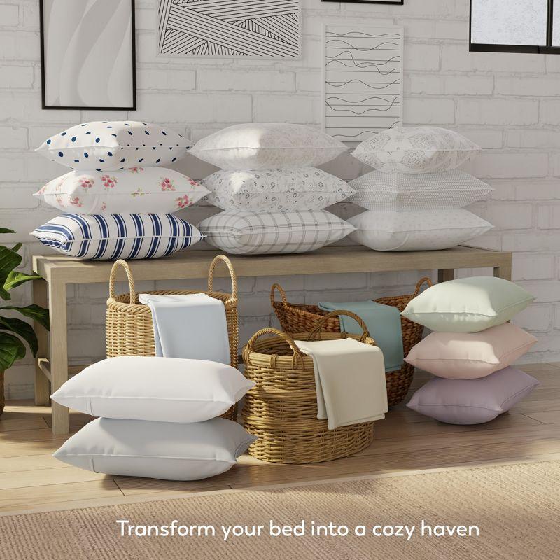 Color Sense Percale Weave Cool & Crisp Cotton Rich Sheet Set, Twin Extra Long, Damask Grey, 4 piece
