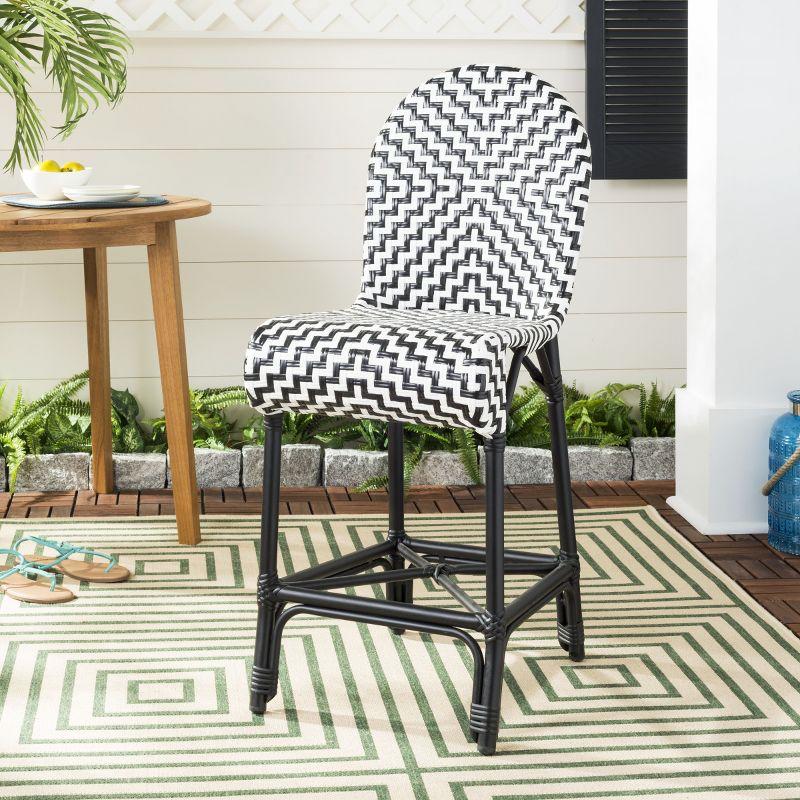 Shea Counter Stool - Indoor/Outdoor - PAT4020 - Black/White - Safavieh