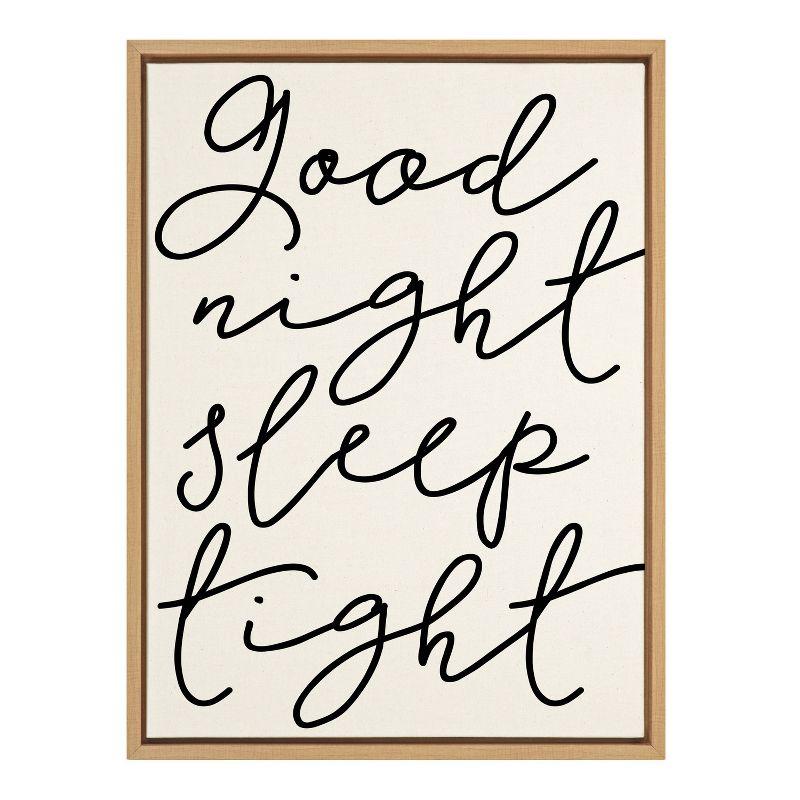 Good Night Sleep Tight Black and Natural Canvas Quote Art