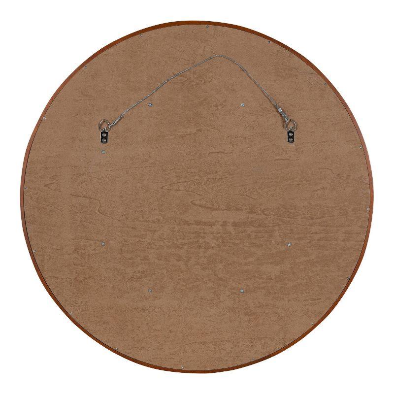 Kate & Laurel All Things Decor 30" Evans Round Wall Mirror Walnut Brown: Modern Style, Wood Frame, No Assembly Required