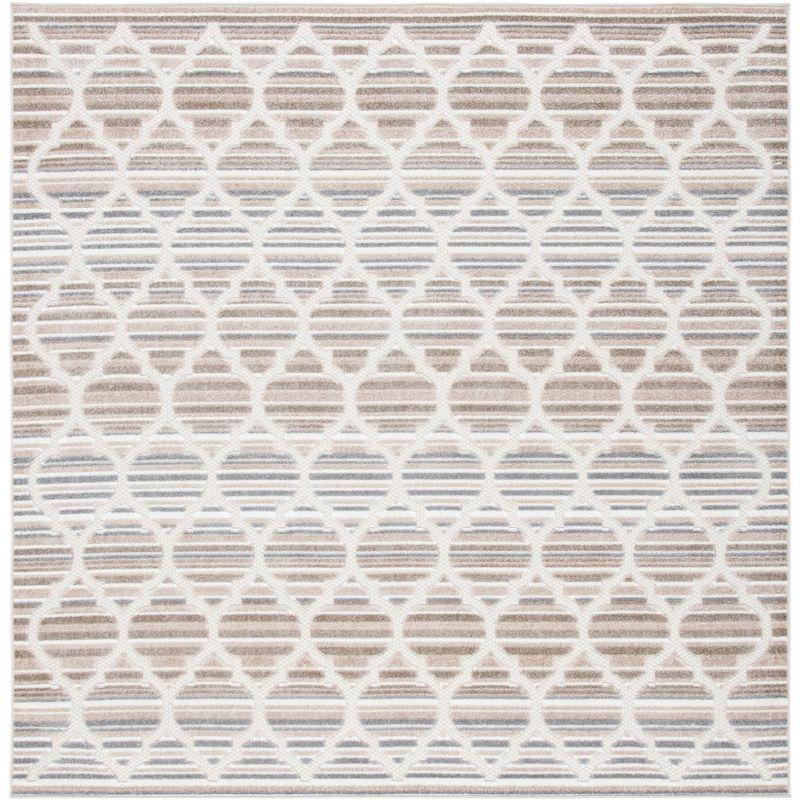 Cabana Geometric Grey/Ivory Square Easy-Care Area Rug