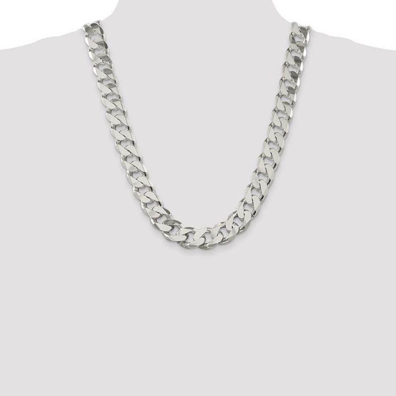 Black Bow Jewelry Mens 16.2mm Sterling Silver Solid Flat Curb Chain Necklace, 24 Inch