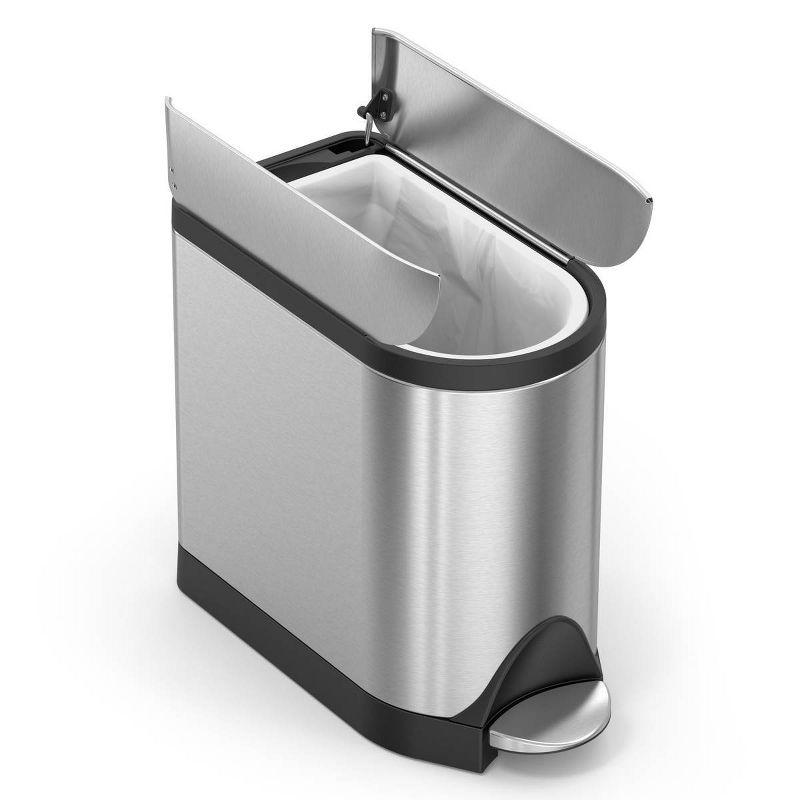 Simplehuman 10 Liter Butterfly Lid Bathroom Trash Can, Brushed Stainless Steel