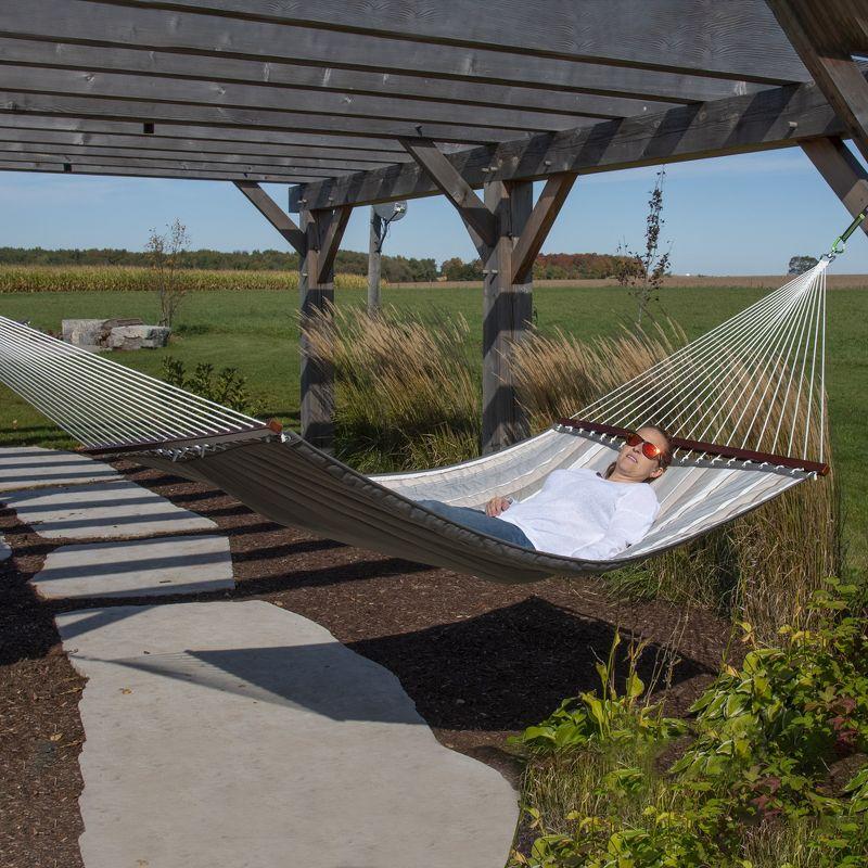 Dove Double Quilted Sunbrella Hammock with Spreader Bars