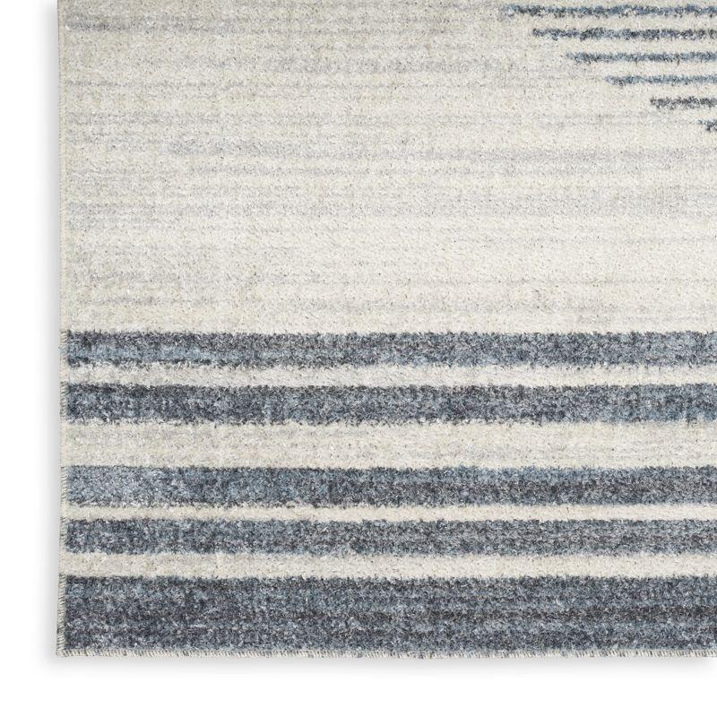 Nourison Astra Machine Washable Stripe Circle Mid-Century Modern Indoor Rug