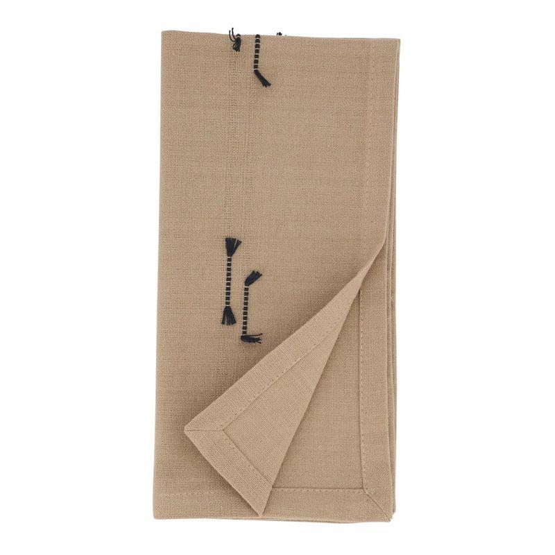 Natural Cotton Fringe Line Design Table Napkins Set of 4