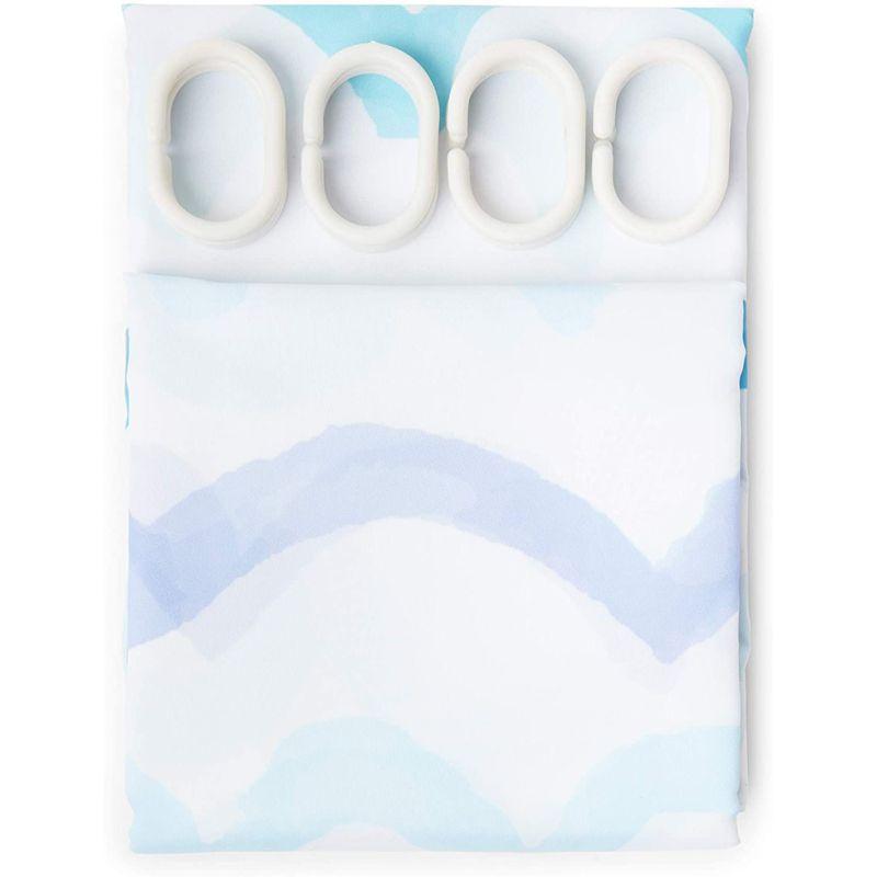 Okuna Outpost Blue Waves Bath Shower Curtain Set Polyester with 12 Hooks for Nautical Beach Bathroom Decor 71"x70"