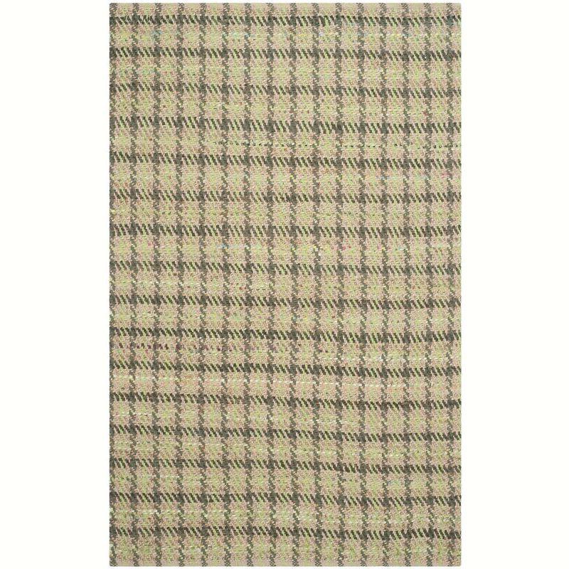 Green and Natural Cotton Flat Woven Reversible 4' x 6' Rug