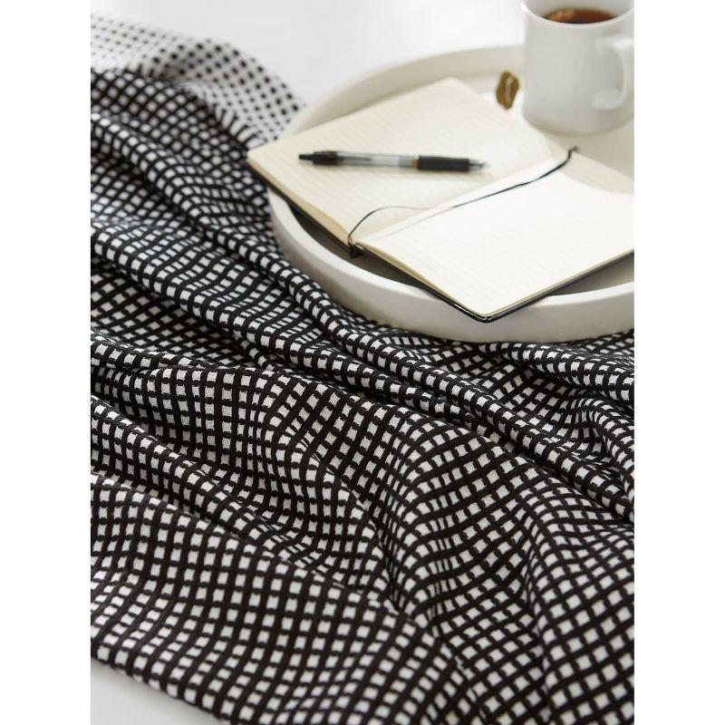 50"x60" Waffle Knit Throw Blanket Black/White - Design Imports: Midweight, Hypoallergenic, Machine Washable