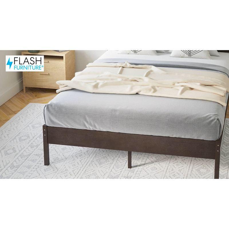 Flash Furniture Asher King Size Solid Wood Platform Bed with Wooden Slats and Headboard, No Box Spring Needed, Light Brown