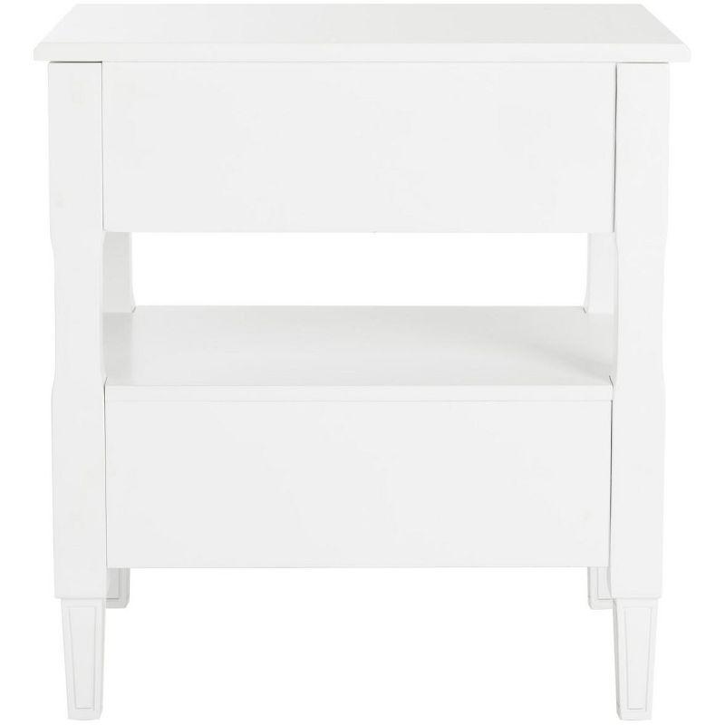 Transitional White 2-Drawer Nightstand with Silver Pulls