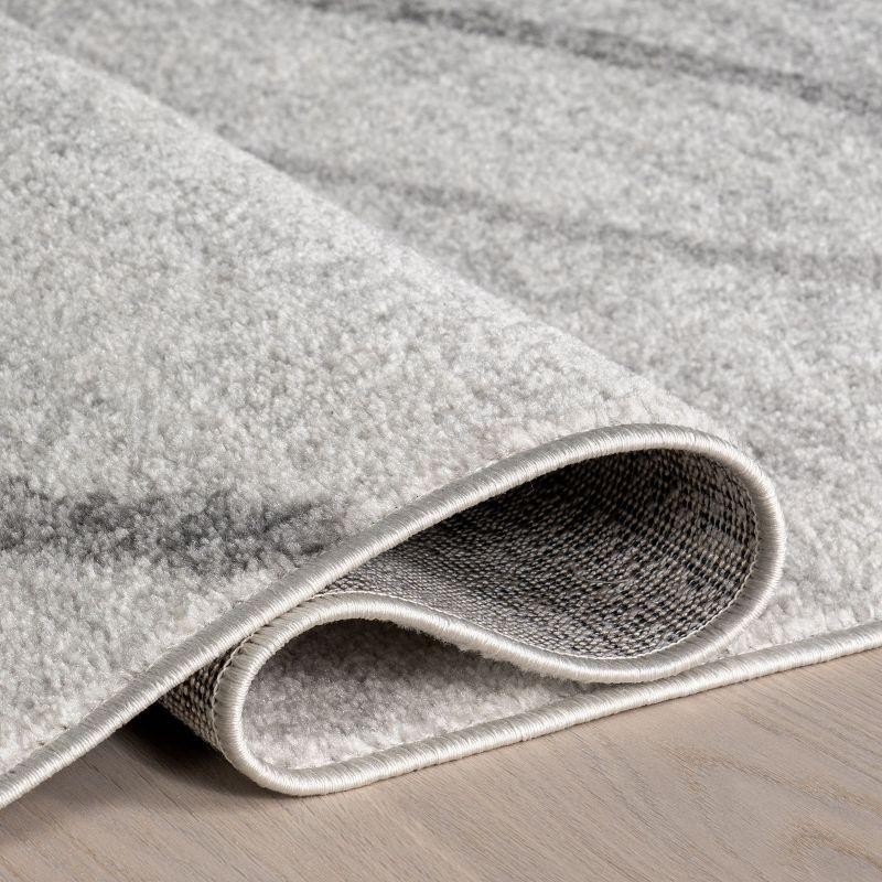Nuloom 2x12 Thigpen Contemporary Indoor Area Rug, Grey, Abstract Lines, Non-Slip Backing, Stain Resistant, Bedroom Living Room, Kitchen