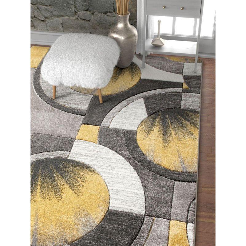 Well Woven Sunburst Modern Geometric Comfy Casual Hand Carved Abstract Contemporary Thick Soft Plush Area Rug