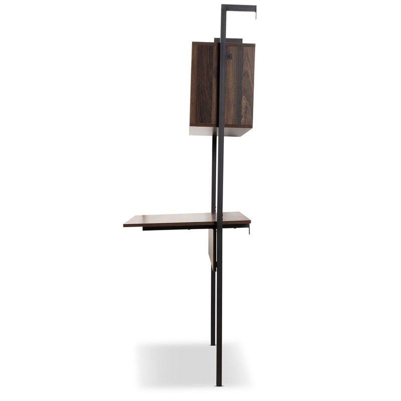 Fariat Walnut Wood and Metal Display Shelf with Desk Brown/Black - Baxton Studio