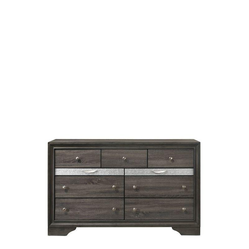 63" Naima Dresser Gray - Acme Furniture: 9-Drawer Storage, Jewelry Compartment, Felt Lined, Metal Glides