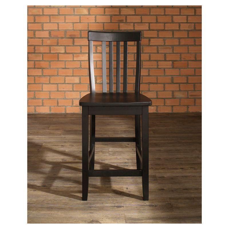 Set of 2 24" School House Counter Height Barstools, Solid Hardwood, Footrest - Crosley