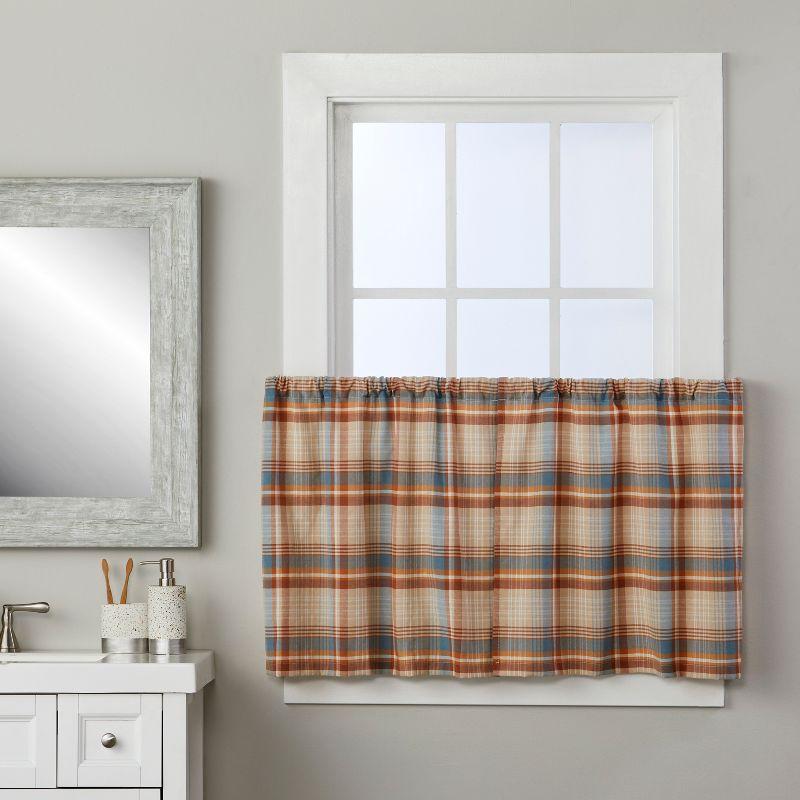 Plaid Tailored 57'' W Cafe Curtain in (Set of 2)