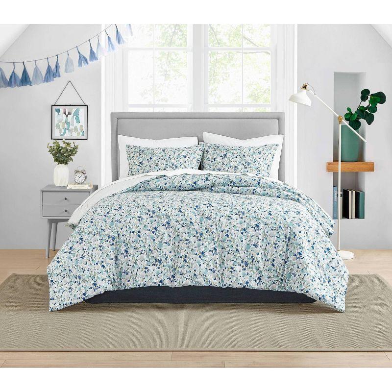 Olivia Blue Twin Reversible Cotton Comforter Set