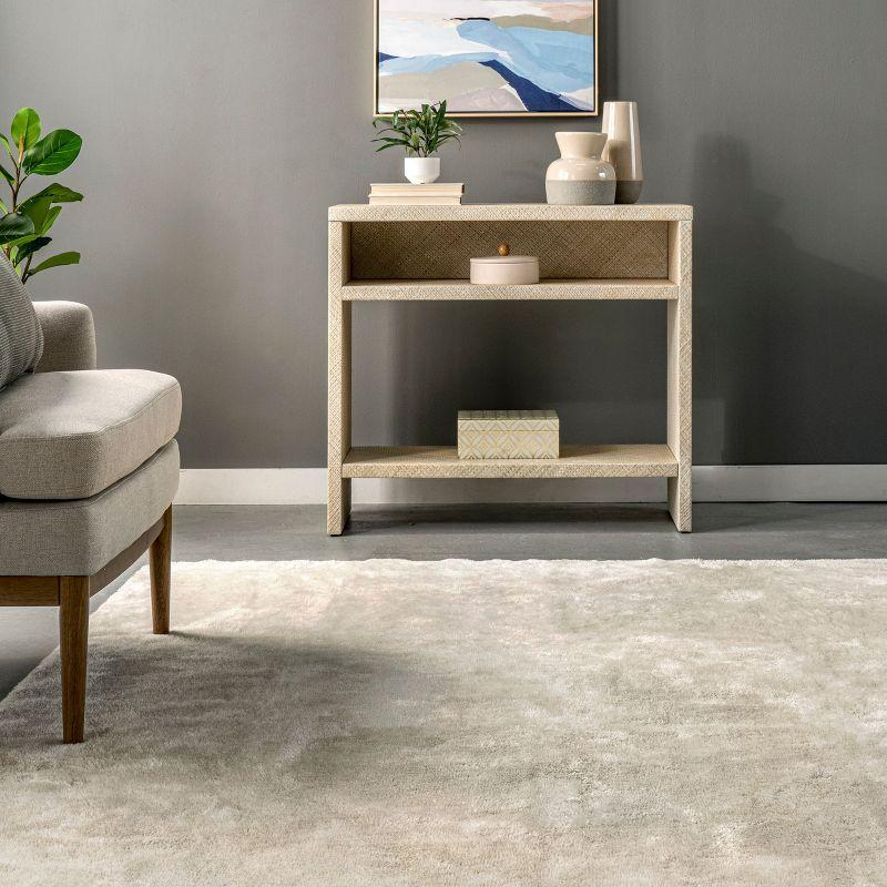 Nuloom Loni Cozy Plush Solid Pet Friendly Premium Machine Washable Shag Area Rug, Square 6' x 6', Cream