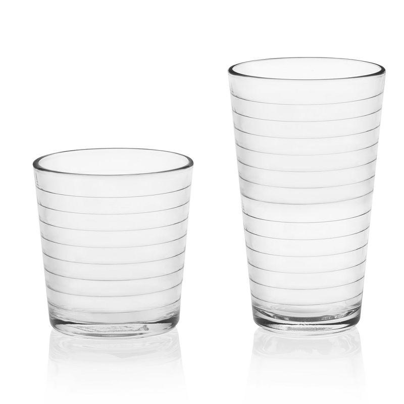 Textiles Hub Hoops 16-Piece Tumbler And Rocks Glass Set
