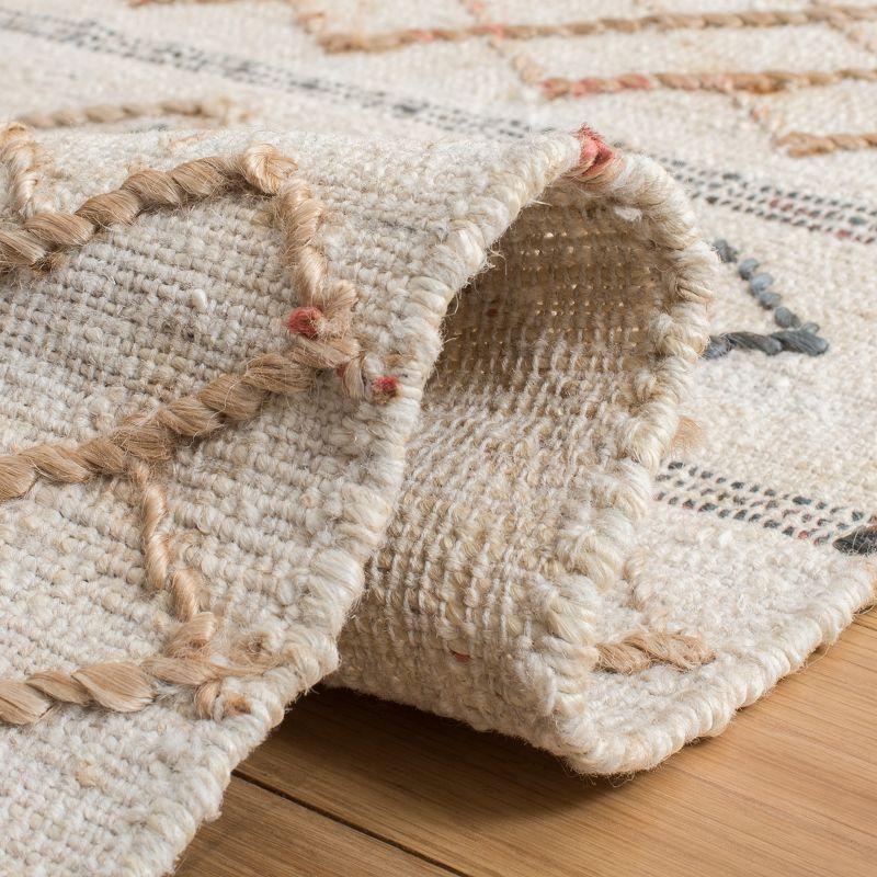 Ivory Geometric Handwoven Natural Fiber 5' x 8' Area Rug