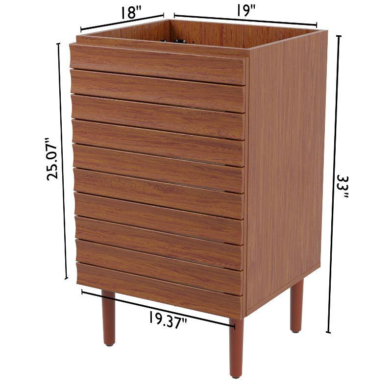 Walnut 20" Modern Linear Slat Bath Vanity Cabinet