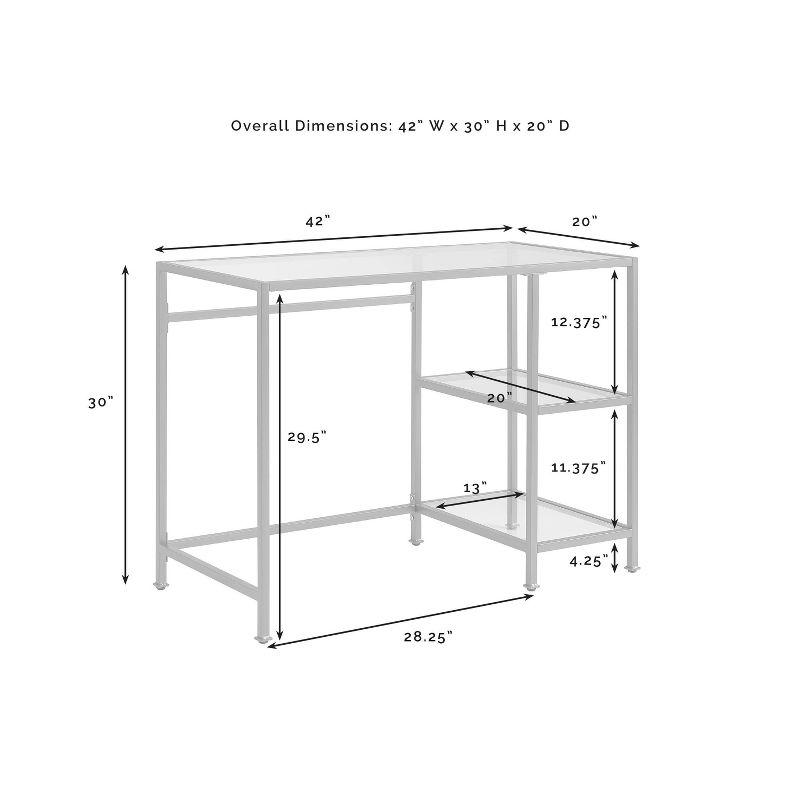 Aimee Desk Gold - Crosley: Sleek Steel Frame, Tempered Glass Top, Open Storage Shelf