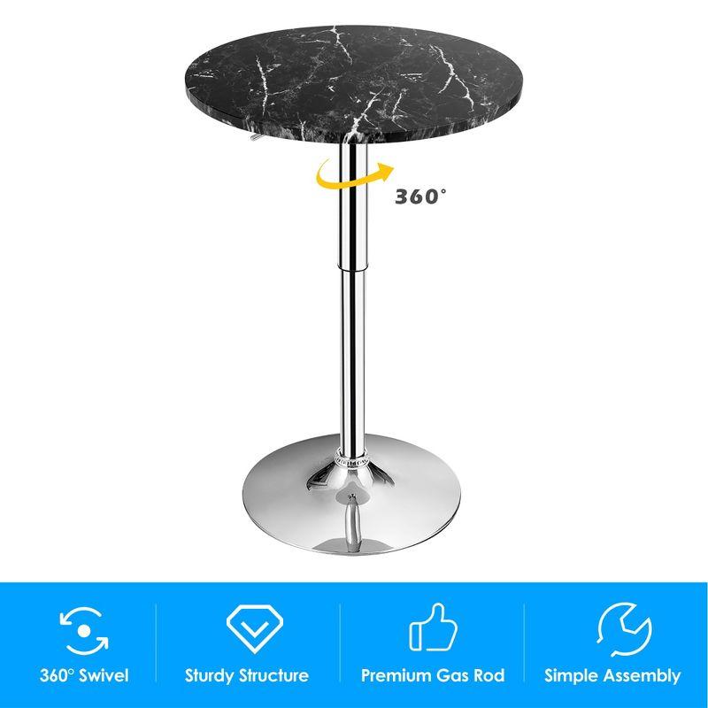 Costway Round Bistro Bar Table Height Adjustable 360-degree Swivel Black