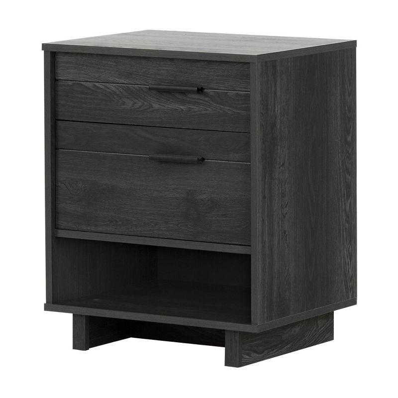 Fynn Gray Oak Modern Nightstand with Charging Station Drawer