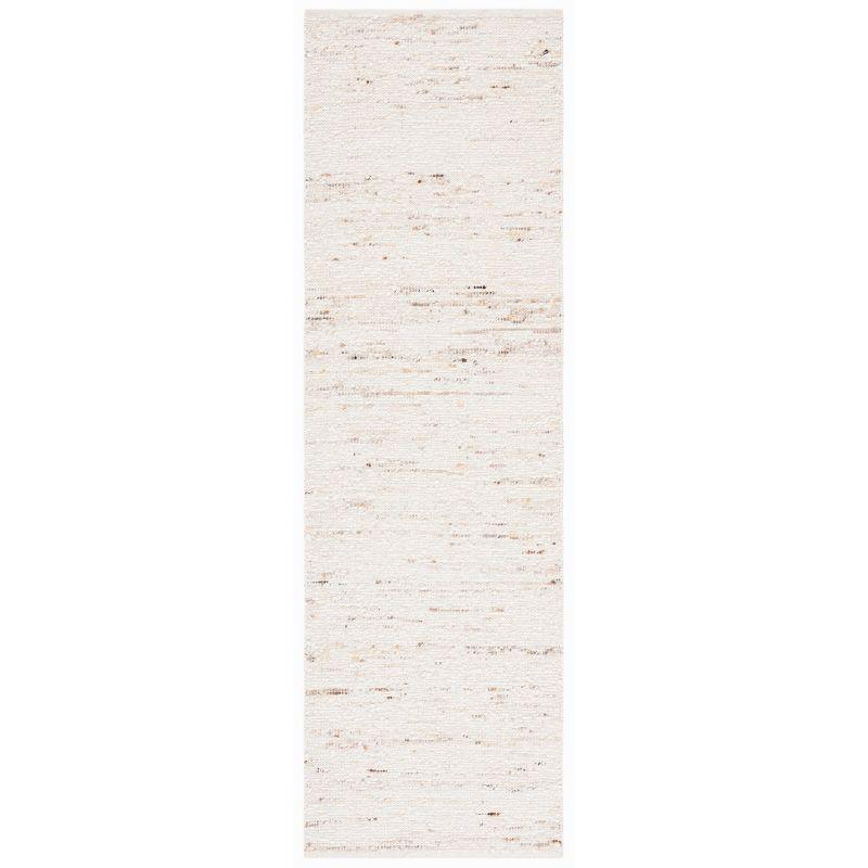 Ivory and Light Grey Hand-Tufted Wool and Cotton Runner Rug